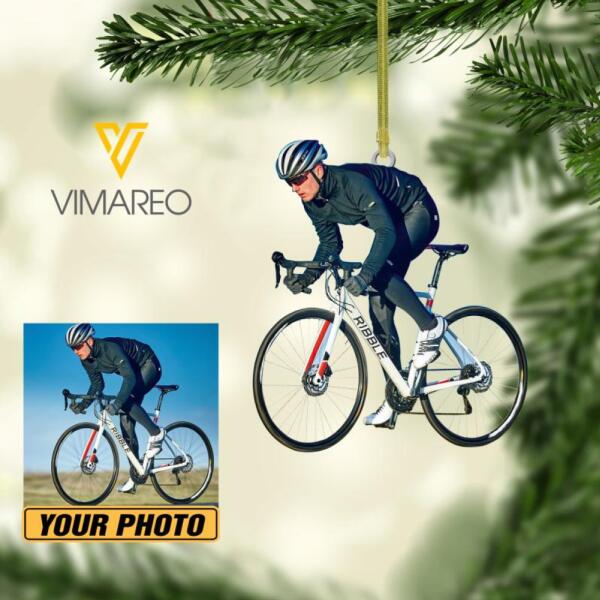 PERSONALIZED BIKER PHOTO HANGING ORNAMENT DEC-HC08