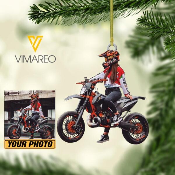 PERSONALIZED Motorcycle PHOTO HANGING ORNAMENT DEC-HC08
