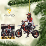 PERSONALIZED Motorcycle PHOTO HANGING ORNAMENT DEC-HC08
