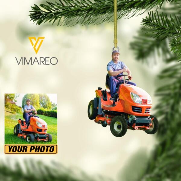 PERSONALIZED Lawnmower PHOTO HANGING ORNAMENT DEC-HC08