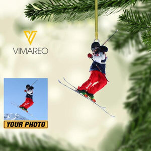 PERSONALIZED Skiing PHOTO HANGING ORNAMENT DEC-HC08