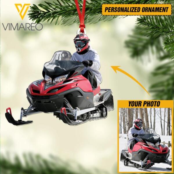 PERSONALIZED SNOWMOBILE PHOTO HANGING ORNAMENT DEC-DT08