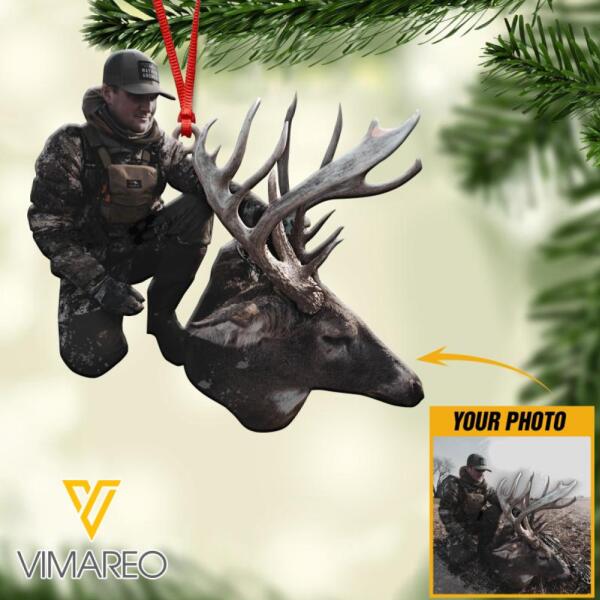 DH PERSONALIZED DEER HUNTING PHOTO HANGING ORNAMENT DEC-DT08