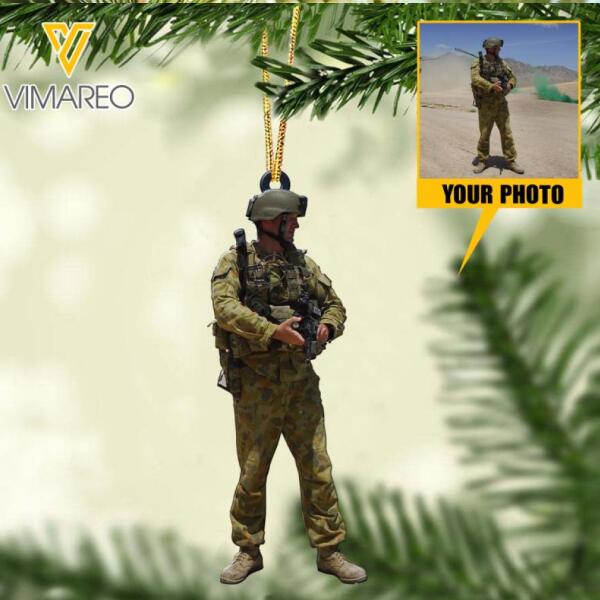 PERSONALIZED AUSTRALIAN SOLDIER  PHOTO HANGING ORNAMENT DEC-LN08