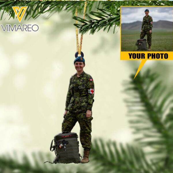 PERSONALIZED CANADIAN SOLDIER  PHOTO HANGING ORNAMENT DEC-LN08