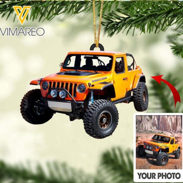 PERSONALIZED JEEP PHOTO HANGING ORNAMENT DEC-QH09