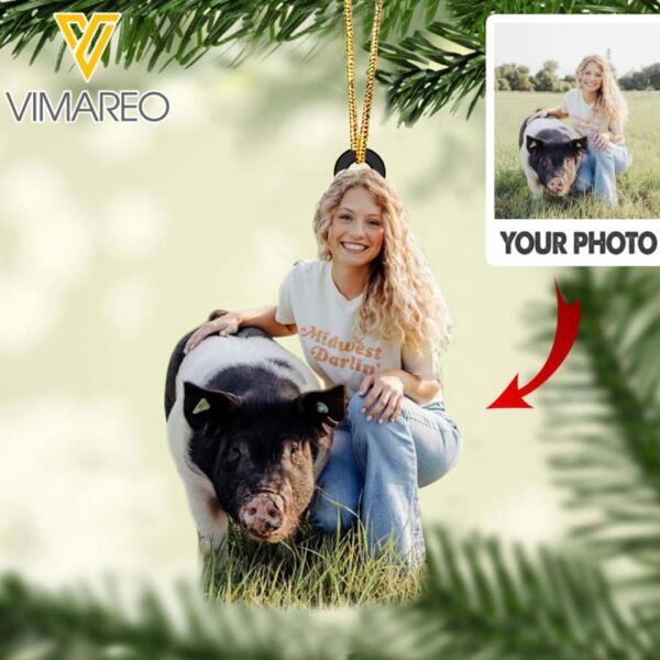 PERSONALIZED PIG SHOW PHOTO HANGING ORNAMENT QTTQ0912