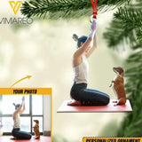 DH PERSONALIZED GIRL YOGA LOVE DACHSHUND DOG PHOTO HANGING ORNAMENT DEC-DT09