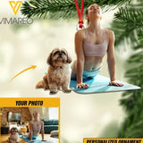 DH PERSONALIZED GIRL YOGA LOVE SHIH TZU DOG PHOTO HANGING ORNAMENT DEC-DT09