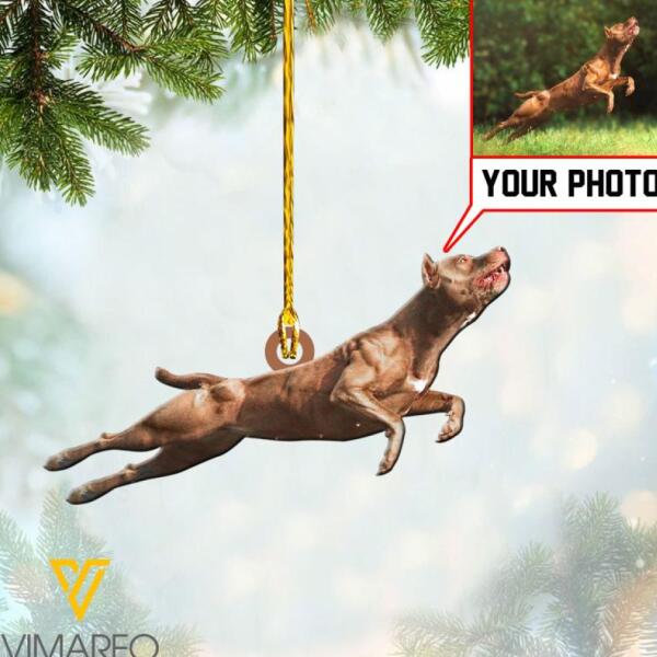 PERSONALIZED PITBULL DOG PHOTO HANGING ORNAMENT DEC-HQ09