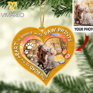 PERSONALIZED PAW PRINTS DOG AND GIRL PHOTO HANGING ORNAMENT QTTQ1012