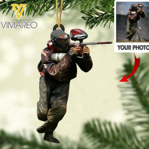 PERSONALIZED PAINTBALL GUN SHOOTING PHOTO HANGING ORNAMENT MTTQ1012