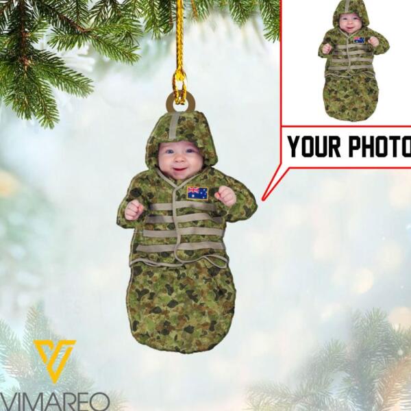 PERSONALIZED AUSTRALIAN KID SOLDIER PHOTO HANGING ORNAMENT DEC-HQ10