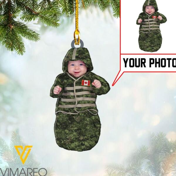 PERSONALIZED CANADIAN KID SOLDIER PHOTO HANGING ORNAMENT DEC-HQ10