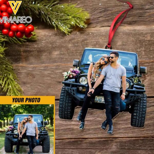 DH PERSONALIZED JEEP COUPLE PHOTO HANGING ORNAMENT DEC-DT10