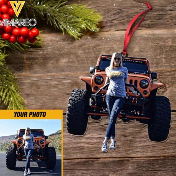 DH PERSONALIZED JEEP GIRL PHOTO HANGING ORNAMENT DEC-DT10