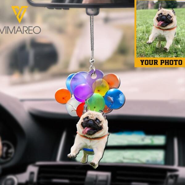 PERSONALIZED PUG PHOTO HANGING ORNAMENT QTDT1312