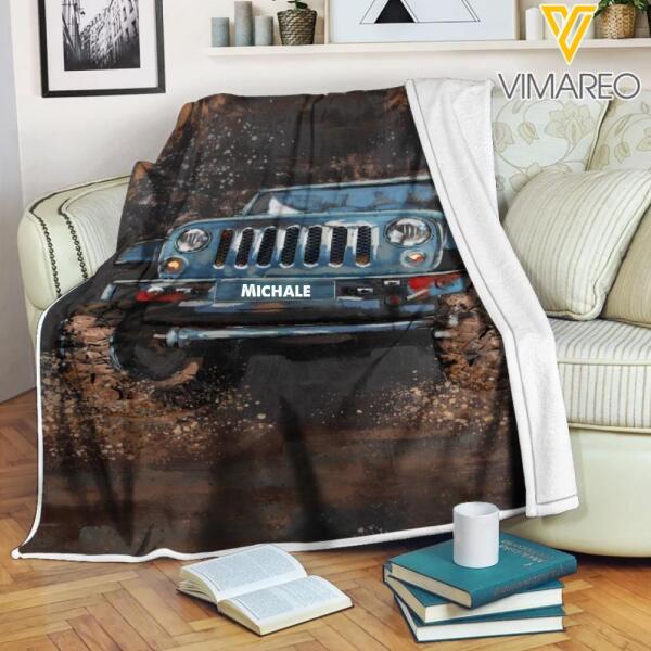 Personalized Jeep Quilt Blanket Printed  DEC-HC16