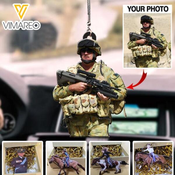 PERSONALIZED AUSTRALIAN SOLDIER CAR HANGING ORNAMENT DEC-QH22
