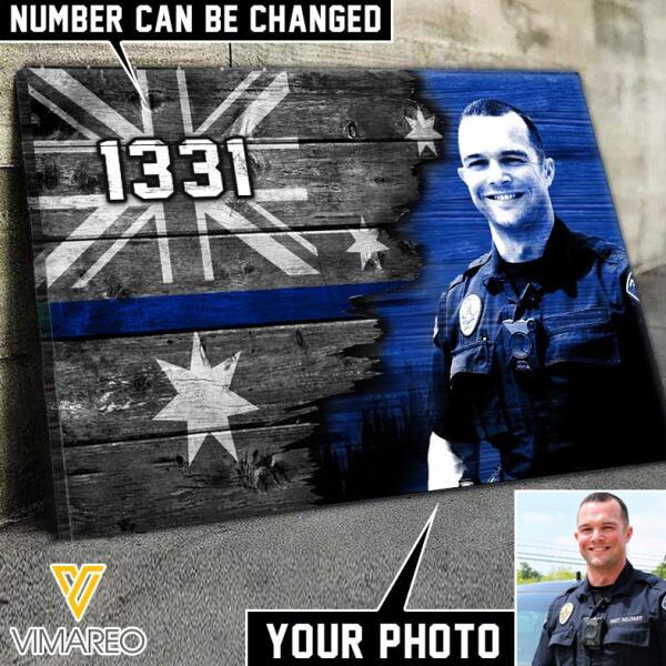 Personalized Australian Thin Blue Line Canvas Printed DEC-HQ21