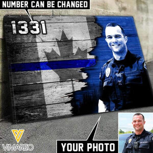 Personalized Canadian Thin Blue Line Canvas Printed DEC-HQ21