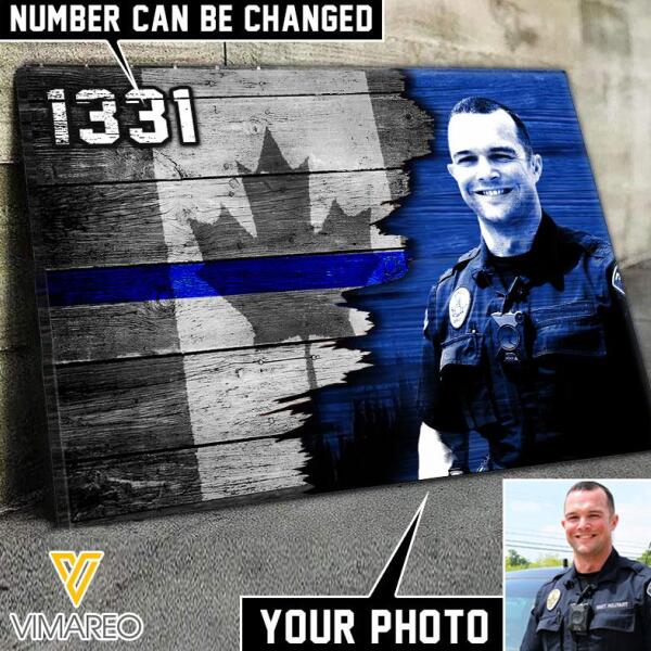 Personalized Canadian Thin Blue Line Canvas Printed DEC-HQ21