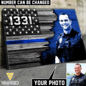 Personalized U.S Thin Blue Line Canvas Printed DEC-HQ22