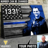 Personalized U.S Thin Blue Line Canvas Printed DEC-HQ22