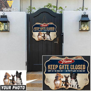 PERSONALIZED KEEP GATE CLOSED DOG BREAD UPLOAD PHOTO WOOD SIGN QTVQ2212