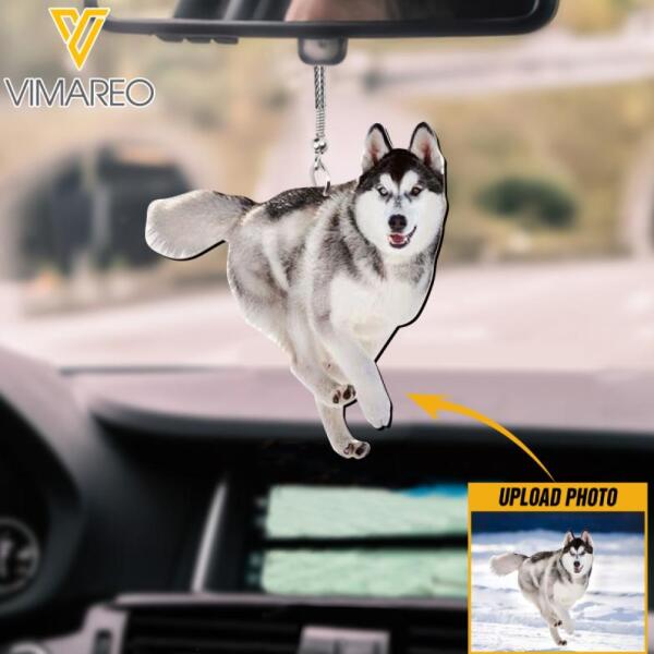DH PERSONALIZED HUSKY DOG CAR HANGING ORNAMENT DEC-DT27