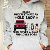 Personalized Never Underestimate An Old Lady Who Driver A Jeep And Loves Dogs Hoodie Printed 22JAN-HC03
