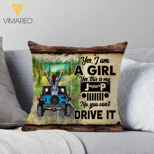 PERSONALIZED YES I AM A GIRL MY JEEP PILLOW PRINTED TNVQ1001