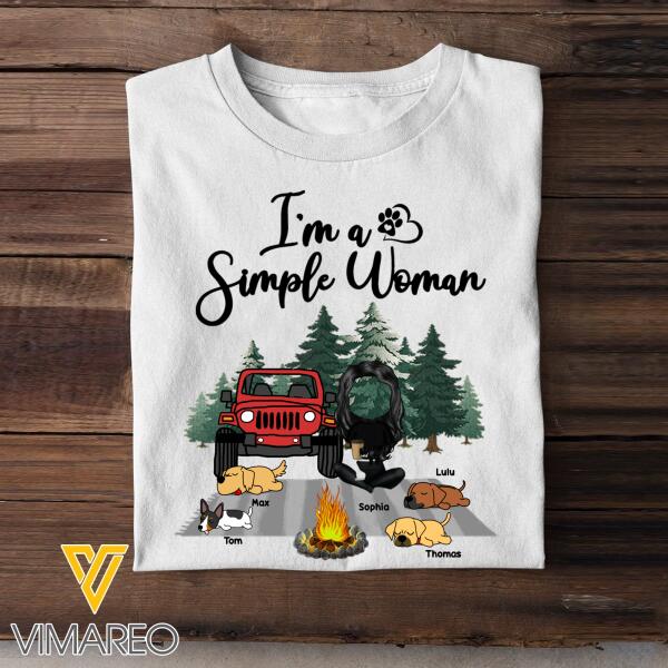 Personalized I'm A Simple Woman Jeep& Dog Tshirt Printed 22JAN-HQ12