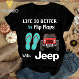 Personalized Life Is Better In Flip Flops With Jeep Tshirt Printed 22JAN-MQ13