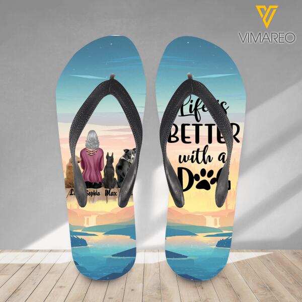 Personalized Life Is Better With A Dog Flip Flops Printed 22JAN-QH13