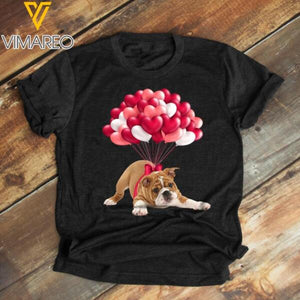 PERSONALIZED BULLDOG PHOTO UPLOAD HEART BALLOONS QTDT1401