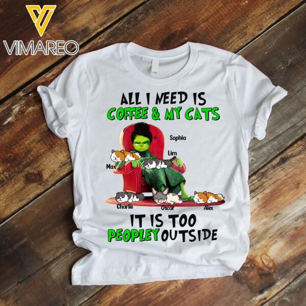 Personalized All I Need Is Coffee & My Cats Tshirt Printed 22JAN-DT15
