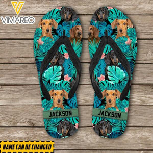 Personalized Dachshund Dog Flip Flops Printed 22JAN-LN17