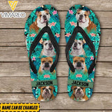 Personalized Bulldog Flip Flops Printed 22JAN-LN17