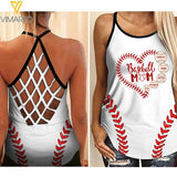 PERSONALIZED BASEBALL MOM WITH KID NAME CRISS CROSS TANK TNTN2401