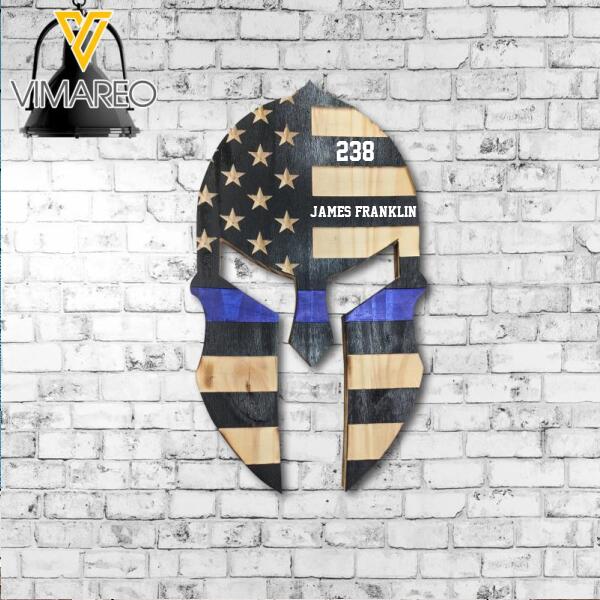 PERSONALIZED THIN BLUE LINE WOOD SIGN 22FEB-DT09
