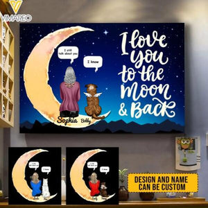 PERSONALIZED I LOVE YOU TO THE MOON AND BACK DOG CANVAS TNTQ1102