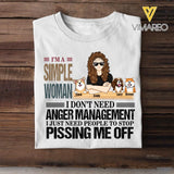 Personalized Simple Woman Like Dogs, I Don't Need Anger Management I Just Need People To Stop Pissing Me Off Tshirt Printed 22FEB-DT23