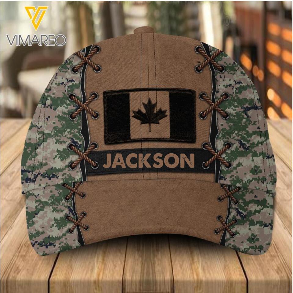 Personalized Canadian Veteran/ Soldier Multi-camo Peaked Cap 22FEB-DT24