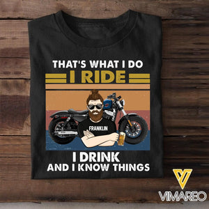 PERSONALIZED THAT'S WHAT I DO I RIDE AND I DRINK BLACK TSHIRT QTTN2402