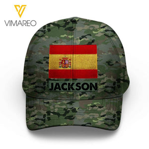 Personalized Spanish Soldier/Veterans Camo Peaked Cap 22FEB-LN26