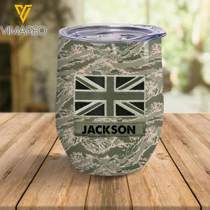 Personalized British Soldier/Veterans Wine Tumbler Printed 22FEB-LN28