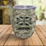 Personalized British Soldier/Veterans Wine Tumbler Printed 22FEB-LN28