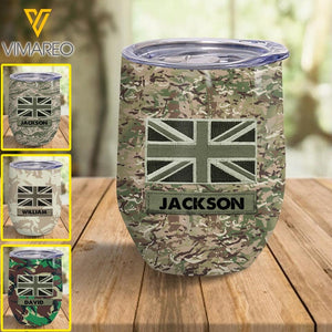 Personalized British Soldier/Veterans Wine Tumbler Printed 22FEB-LN28