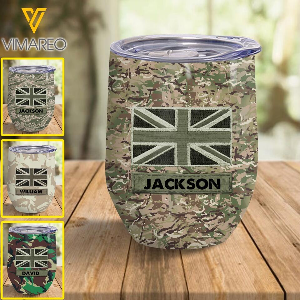 Personalized British Soldier/Veterans Wine Tumbler Printed 22FEB-LN28